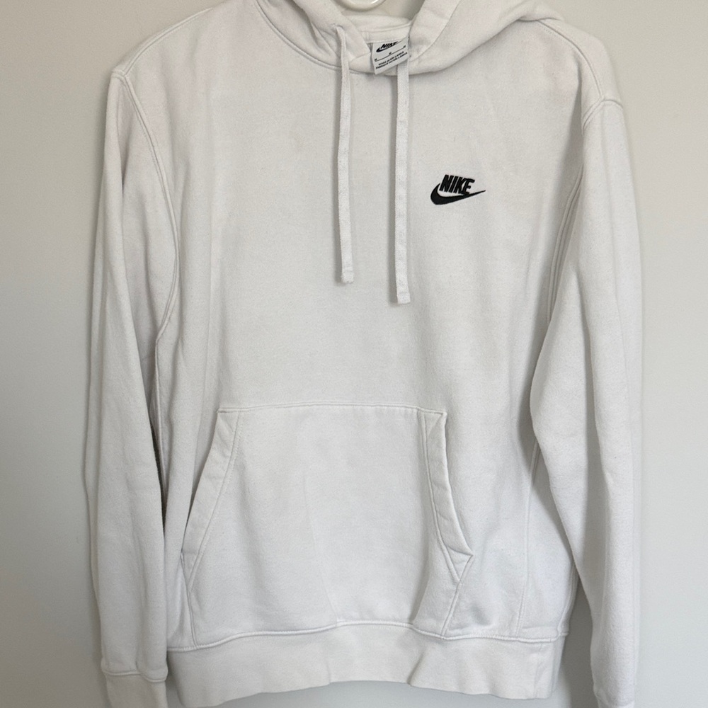 Nike White Crewneck Hoodie with Black Swoosh